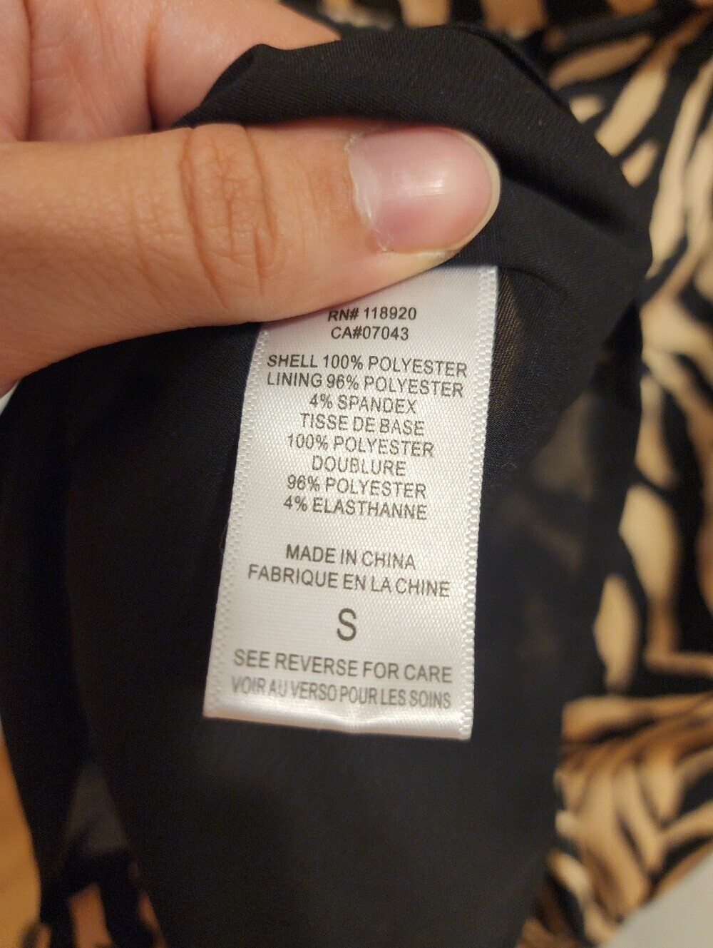 Chic Black and Tan Tiger/zebra Animal Print Satin Like Statement Dress - Picture 9 of 10